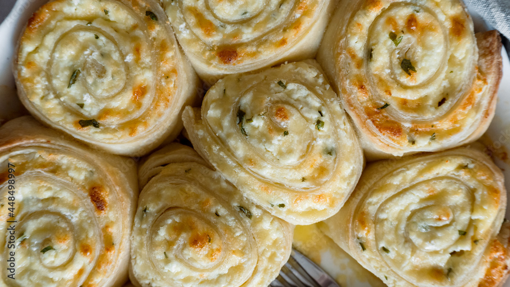 Fototapeta premium cheese Rolls with cottage cheese. homemde bakery