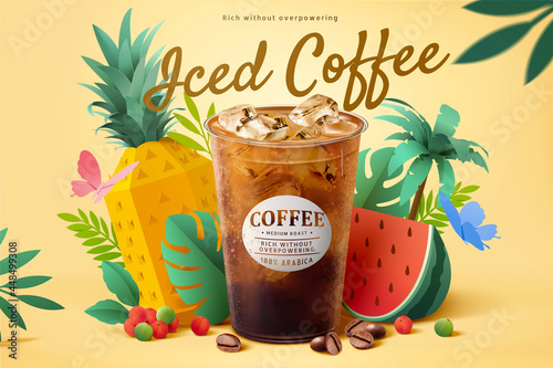 3d tropical organic coffee ad