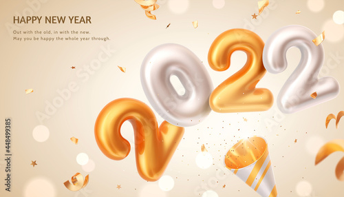 3d 2022 new year balloon poster