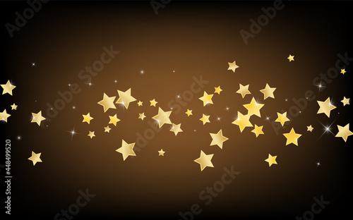 Gold Shimmer Stars Vector Brown Background.