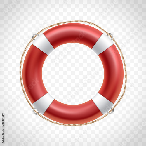 Red life buoy isolated on transparent background.