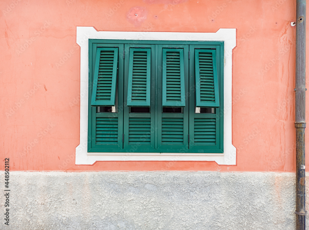 Close-up of typical Ligurian shutters