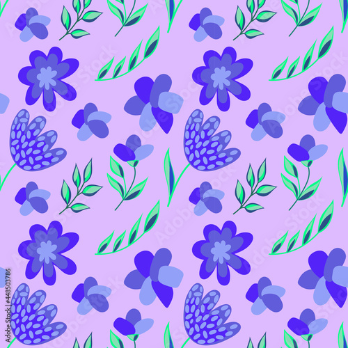 seamless pattern with purple flowers