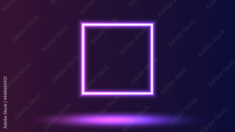 Vector illustration of glowing purple gradient neon square. Vector illustration of glowing purple gradient neon square.