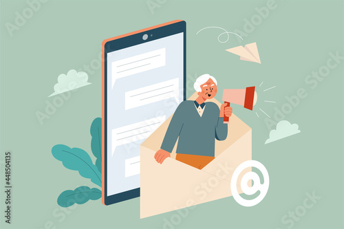Senior woman sending a voice mail