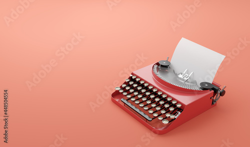 Retro vintage typewriter in single color style photo