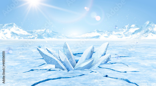 3d ice podium scene for icy product