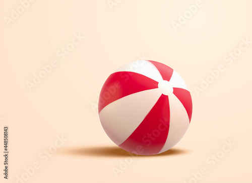 3d Red and white beach ball