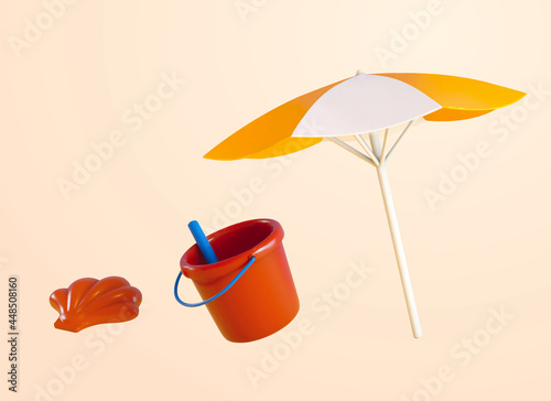 3d summer beach objects set