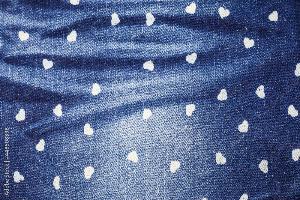 Small heart blue jeans texture background. Small heart blue jeans texture background.
