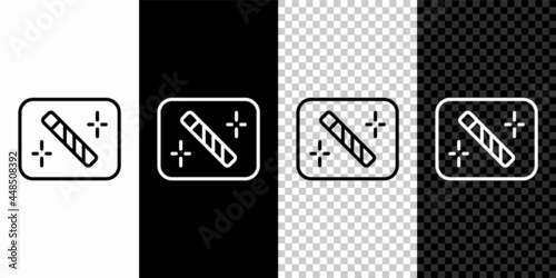 Set line Photo retouching icon isolated on black and white, transparent background. Photographer, photography, retouch icon. Vector
