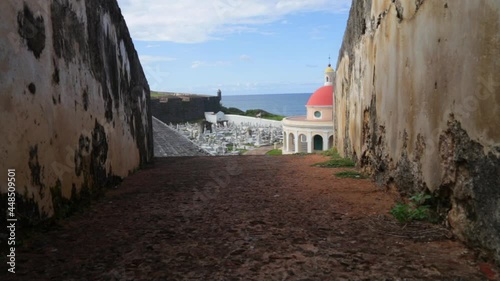 View Of The Chapel Of Santa Maria Cemetery At The Coast Of Atlantic Ocean In Old San Juan, Puerto Rico. static photo