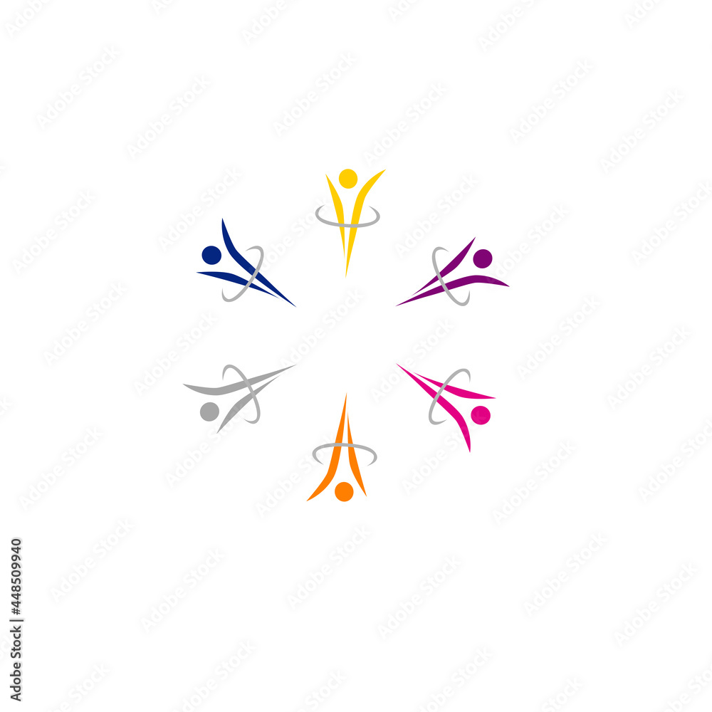 Fototapeta premium COLORFUL PEOPLE TOGETHER SIGN, SYMBOL, LOGO ISOLATED ON WHITE