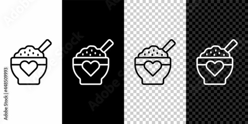 Set line Donation food icon isolated on black and white, transparent background. Vector