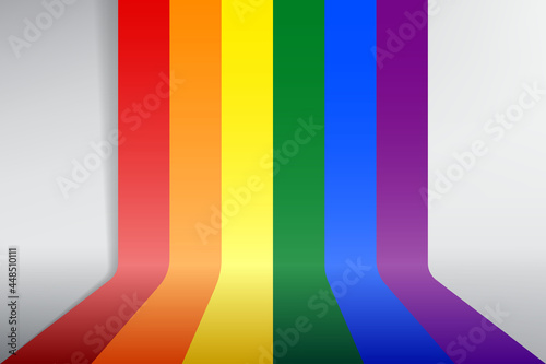 Vector rainbow flag on background with shadow Symbol color of the LGBTQ group perspective flag that is red orange yellow green blue and purple