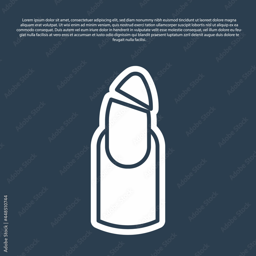 Blue line Broken nail icon isolated on blue background. Cracked fingernail. Vector Blue line Broken nail icon isolated on blue background. Cracked fingernail. Vector