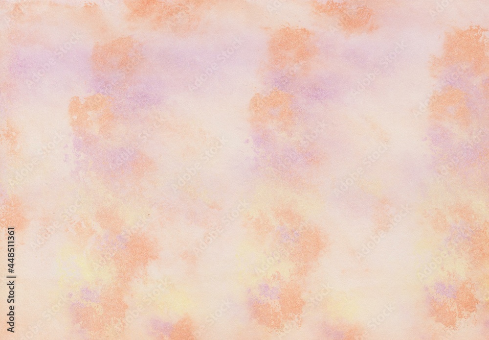 Watercolor background in orange, yellow, violet which had painted with a microfiber paint roller