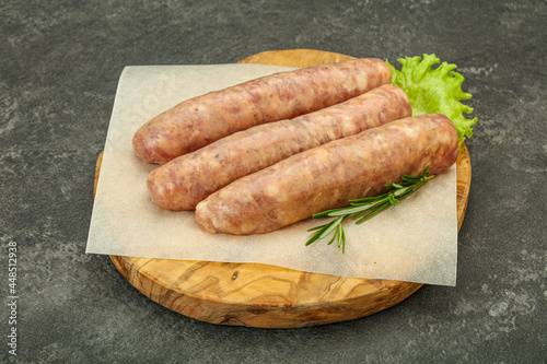 Raw pork meat sausages for grill