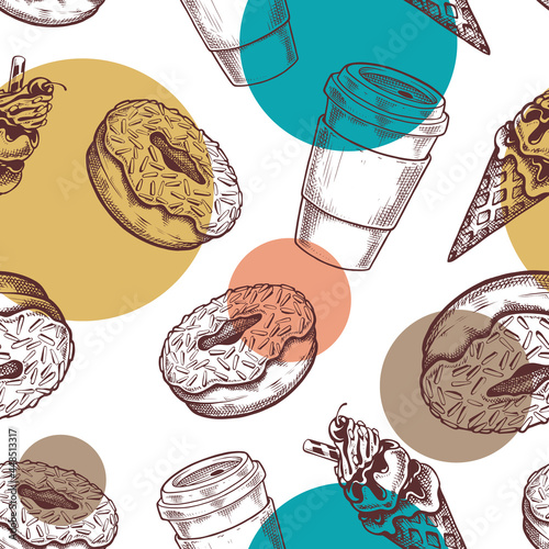 Coffee Shop Seamless Pattern Retro Vector