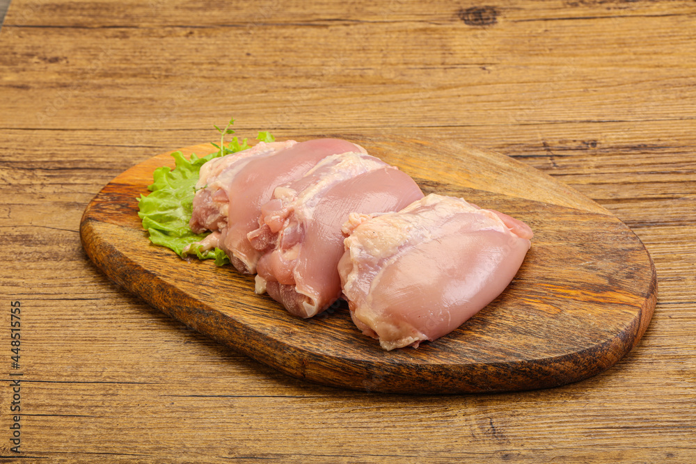 Raw chicken boneless and skinless leg Raw chicken boneless and skinless leg