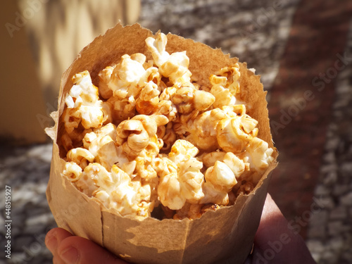 Candy popcorn package with chocolate 