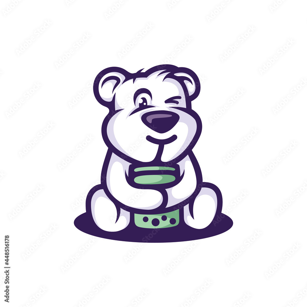 Fun bear drinking colored cartoon symbol logo style line art illustration  design vector Stock Vector | Adobe Stock