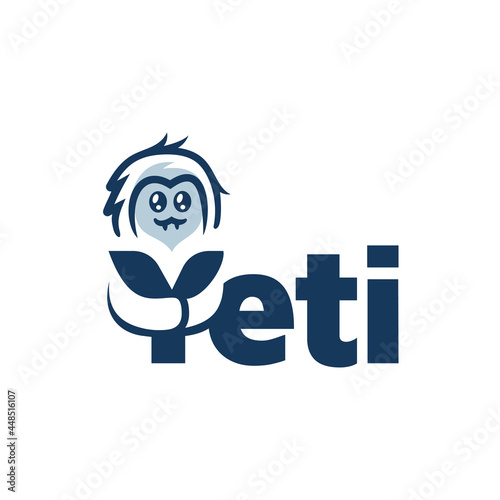 Simple modern of yeti colored cartoon symbol logo style line art illustration design vector