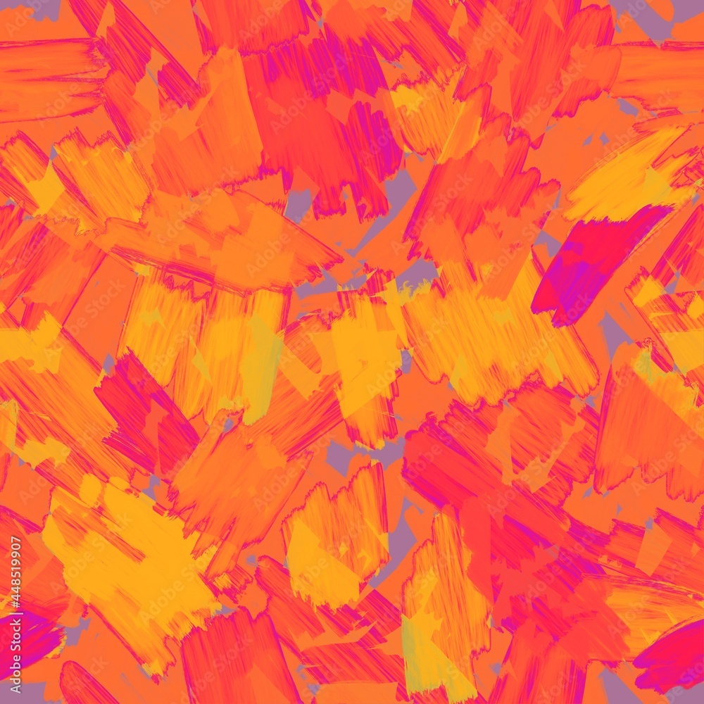 Seamless pattern. Yellow, orange, red strokes of paint, brush strokes on a white background. Seamless pattern. Yellow, orange, red strokes of paint, brush strokes on a white background.