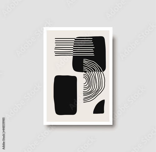 Abstract creative minimalist artistic geometric composition ideal for wall decoration, as postcard or brochure design, vector illustration. Geometric wall art print and decoration