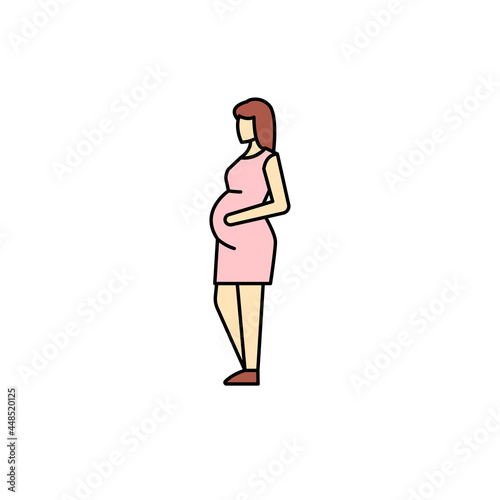 Pregnant woman olor line icon. Different stages person's life.