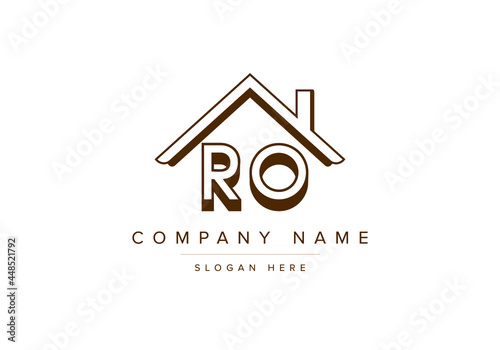 Alphabet letters RO home or house logo for real estate