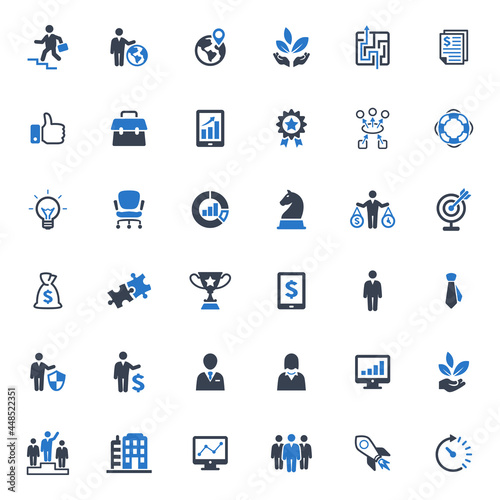 Business icons set vector graphic illustration