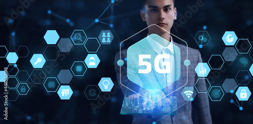 The concept of 5G network  high-speed mobile Internet  new generation networks. Business  modern technology  internet and networking concept