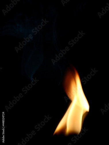 Burning flame, fire isolated on black background with clipping path