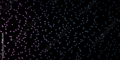Dark Blue, Red vector background with small and big stars.