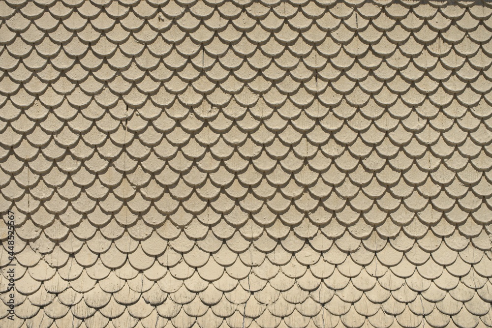 Fototapeta premium Background yellow rounded wooden tile wall