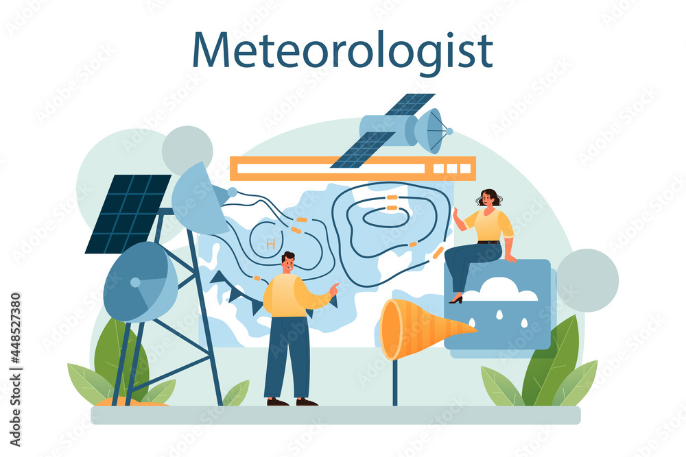 Meteorologist concept. Weather forecaster studying and researching