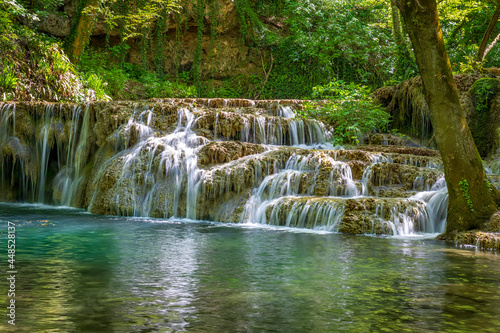 Fototapeta Naklejka Na Ścianę i Meble -  Cascade waterfalls. Krushuna falls in Bulgaria near the village of Krushuna, Letnitsa.