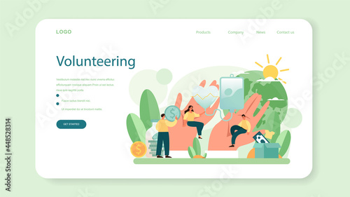 Social volunteer web banner or landing page. Charity community support