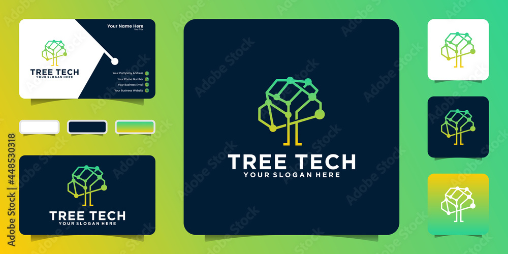 Logo Processor Tree technology data tree logo inspiration with connection line style Stock ...