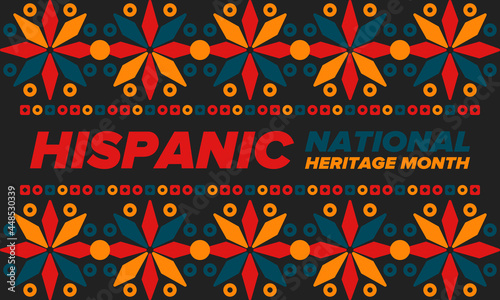 National Hispanic Heritage Month in September and October. Hispanic and Latino Americans culture. Celebrate annual in United States. Poster, card, banner and background. Vector illustration