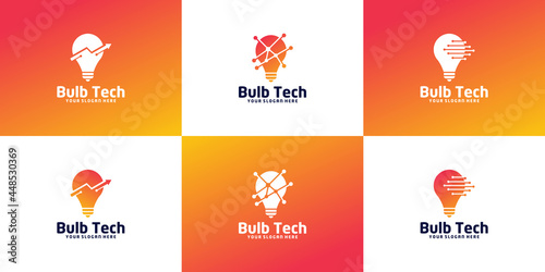 light bulb logo collection inspiration with connection lines and arrows