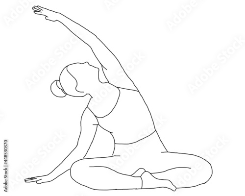 yoga, sukhasana variation side stretch, easy pose