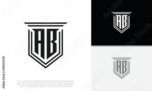 Initials AB logo design. Luxury shield letter logo design.