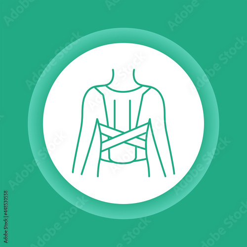 Orthopedic corset color button icon. Posture corrector. photo