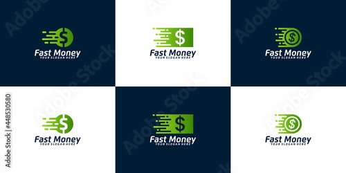 quick finance logo inspiration set, cash and coins