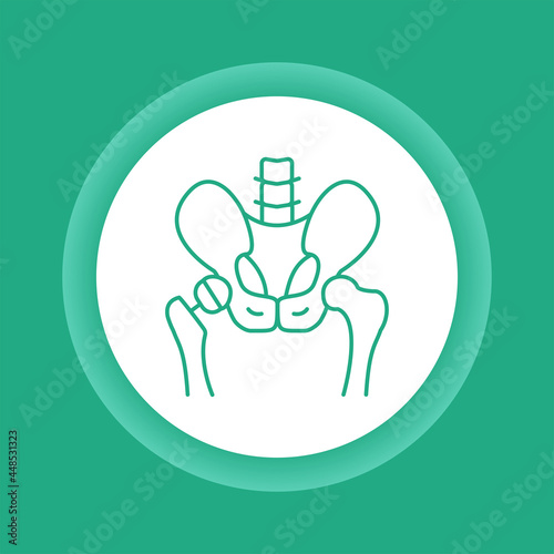 Arthroplasty color button icon. Hip replacement implant