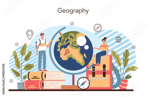Geography class concept. Studying the lands, features, inhabitants