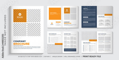 Minimal Company brochure template layout, Minimalist Business brochure design template, Company profile brochure template with minimal style