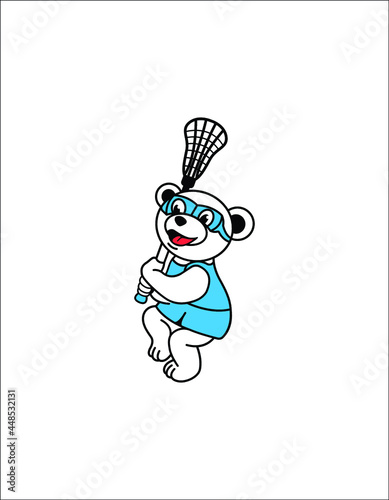 Panda playing lacrosse illustration